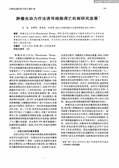 肿瘤光动力疗法诱导细胞凋亡机制研究进展