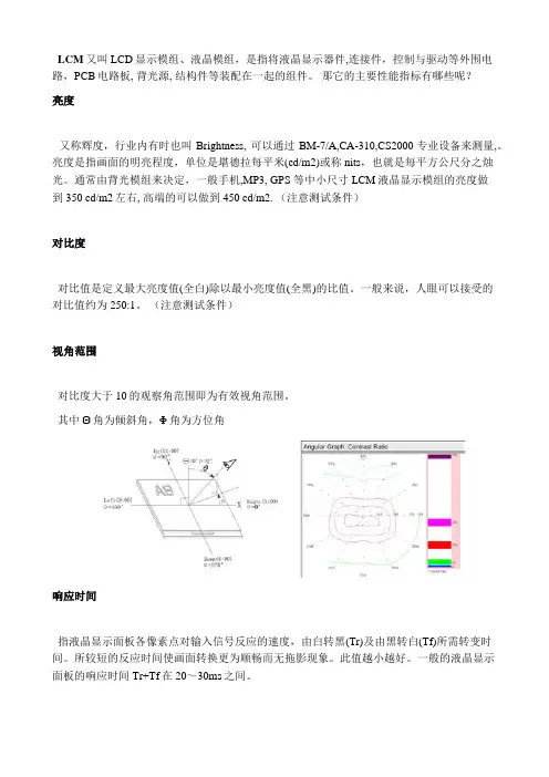 LCM主要性能指标