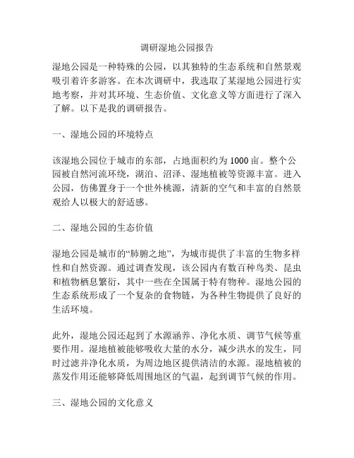 调研湿地公园报告