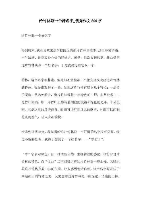 给竹林取一个好名字优秀作文800字