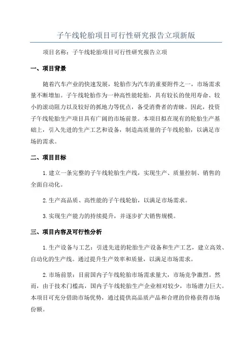 子午线轮胎项目可行性研究报告立项新版