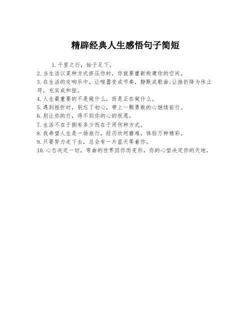 精辟经典人生感悟句子简短