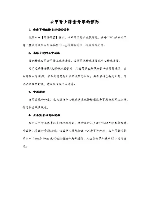 去甲肾上腺素外渗的预防