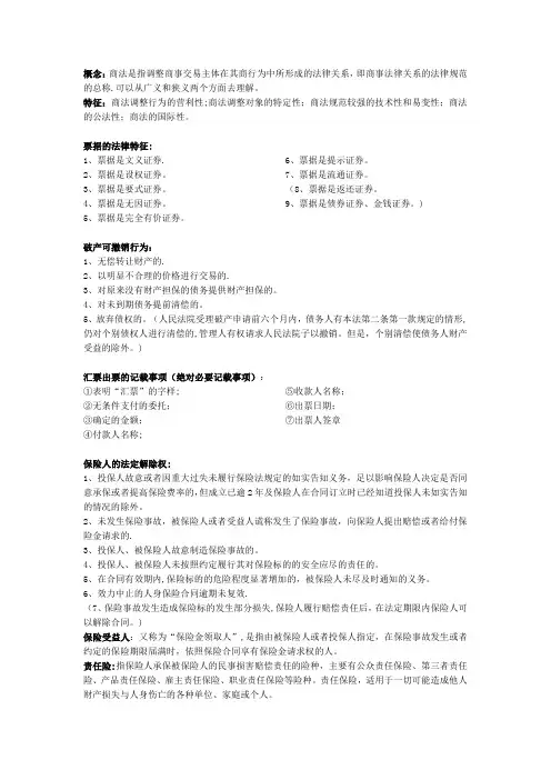 商法学详细笔记