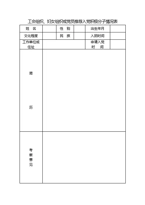 入党积极分子推荐表2-1