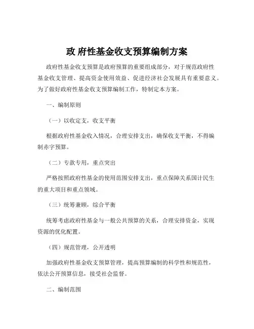 政 府性基金收支预算编制方案