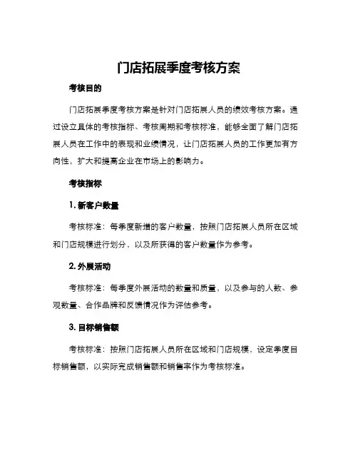 门店拓展季度考核方案