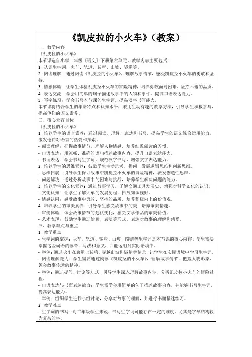 《凯皮拉的小火车》(教案)