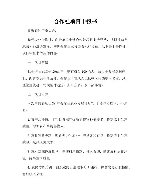 合作社项目申报书