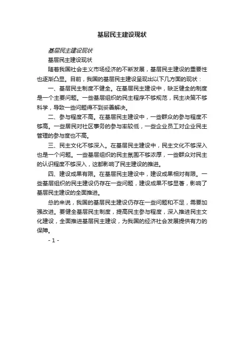基层民主建设现状
