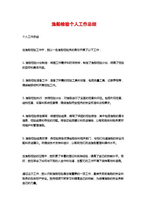 渔船检验个人工作总结