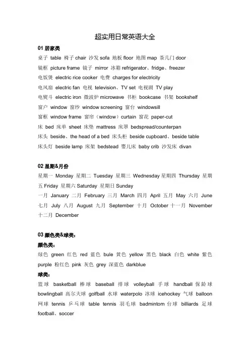 超实用日常英语大全