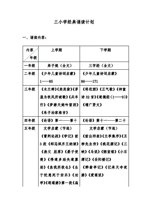 小学经典诵读计划