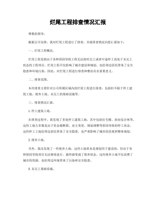 烂尾工程排查情况汇报