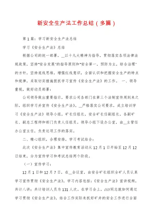 新安全生产法工作总结(多篇)