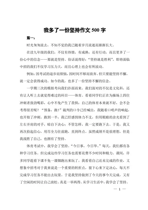 我多了一份坚持作文500字