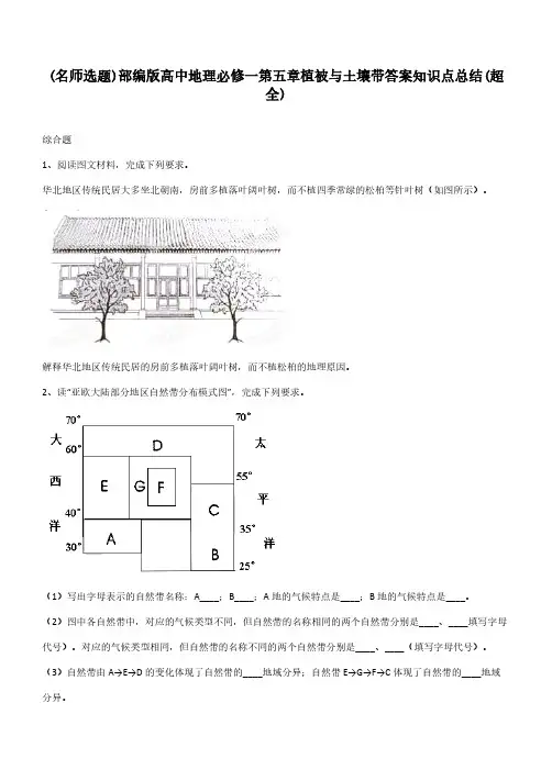 部编版高中地理必修一第五章植被与土壤带答案知识点总结(超全)