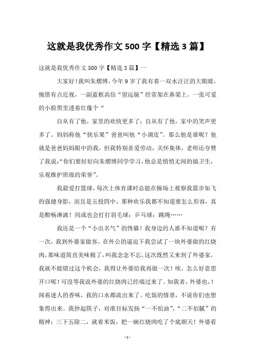 这就是我优秀作文500字【精选3篇】