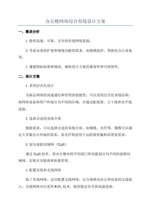 办公楼网络综合布线设计方案