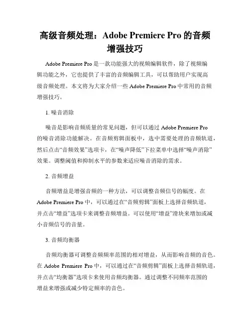 高级音频处理 Adobe Premiere Pro的音频增强技巧