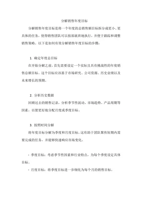 分解销售年度目标