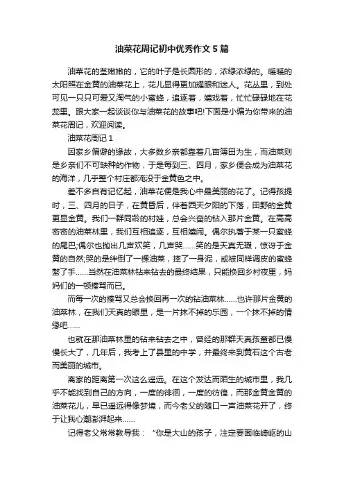 油菜花周记初中优秀作文5篇