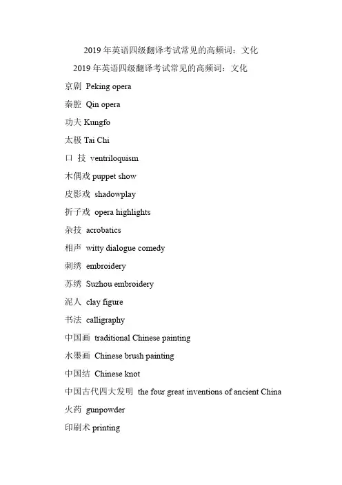 英语四级翻译考试常见的高频词：文化.doc
