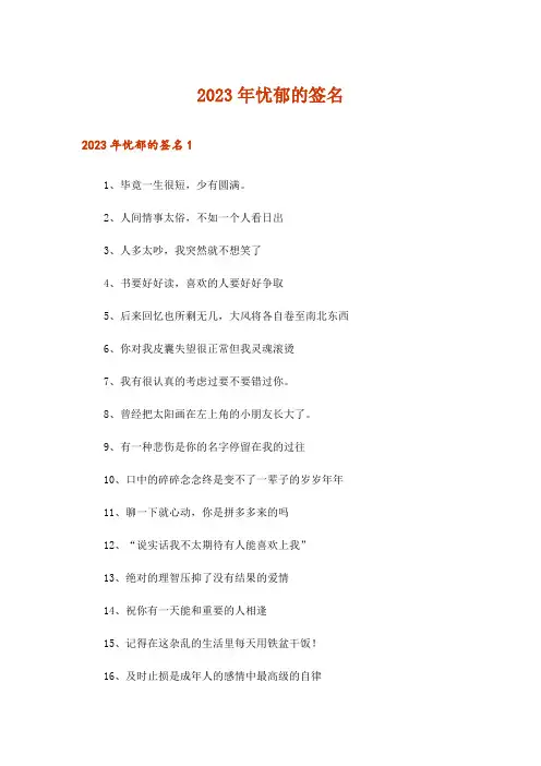2023年忧郁的签名