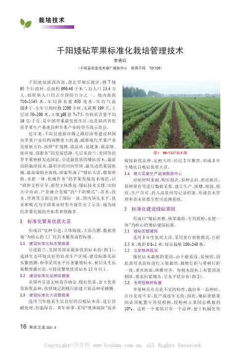 千阳矮砧苹果标准化栽培管理技术