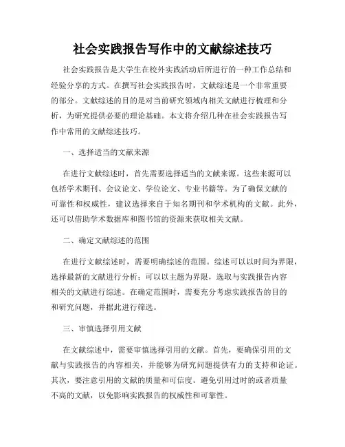 社会实践报告写作中的文献综述技巧