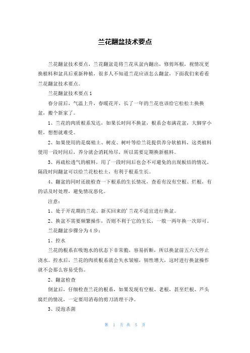 兰花翻盆技术要点