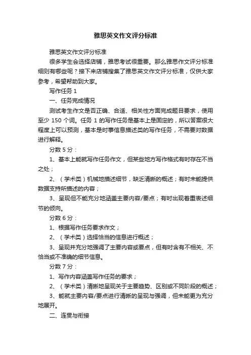 雅思英文作文评分标准