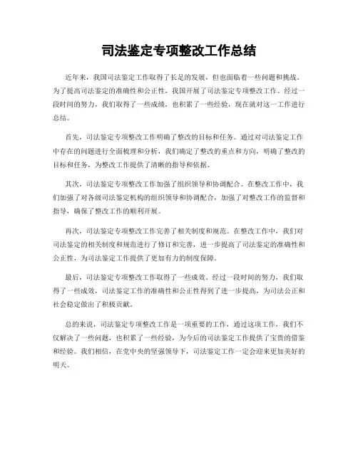 司法鉴定专项整改工作总结