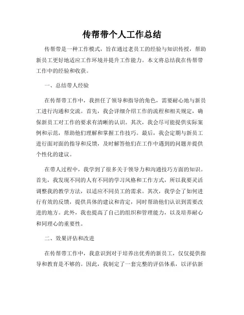 传帮带个人工作总结