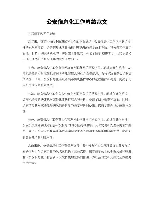 公安信息化工作总结范文