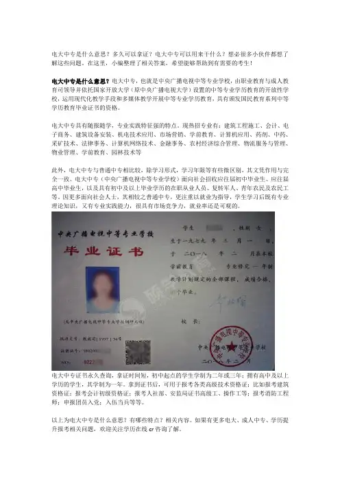 电大中专是什么意思