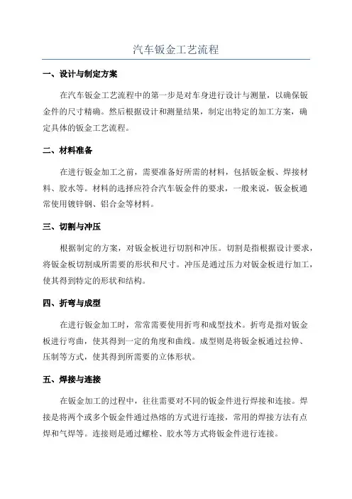 汽车钣金工艺流程
