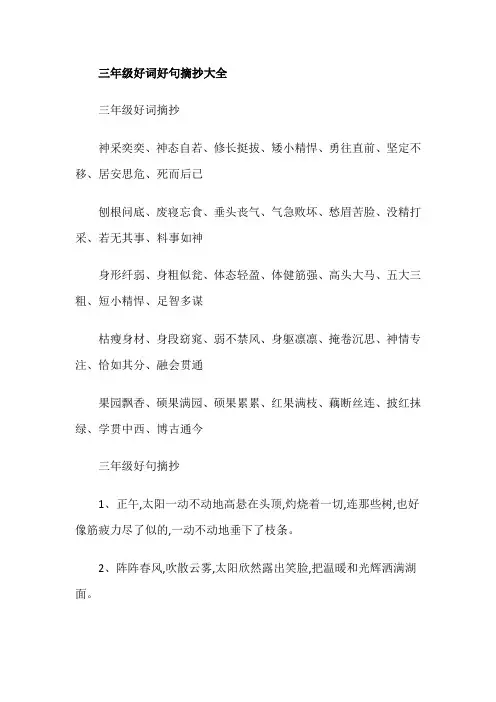 三年级好词好句摘抄大全