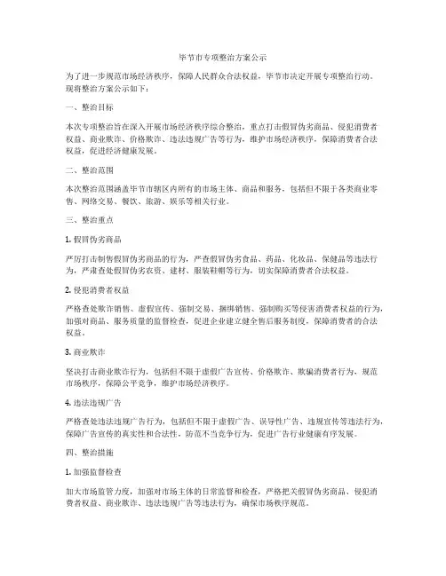 毕节市专项整治方案公示