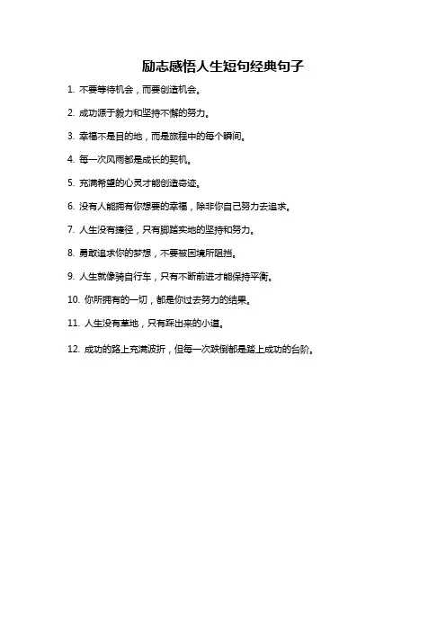 励志感悟人生短句经典句子