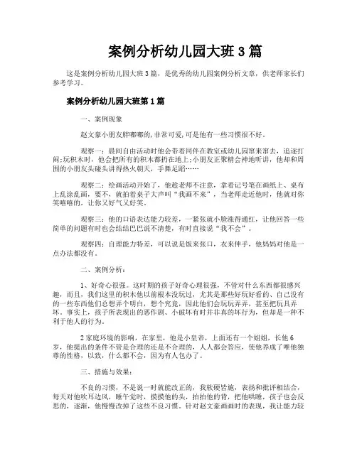 案例分析幼儿园大班3篇