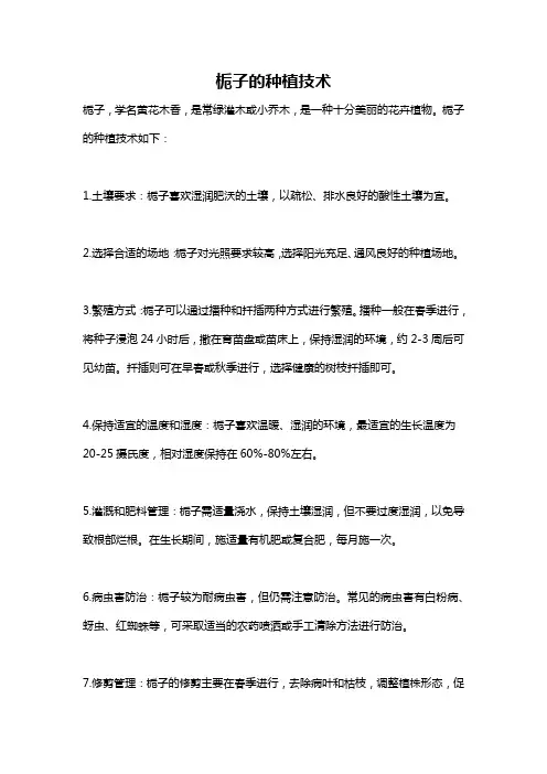 栀子的种植技术