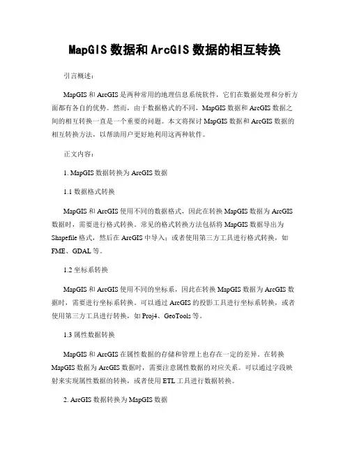 MapGIS数据和ArcGIS数据的相互转换