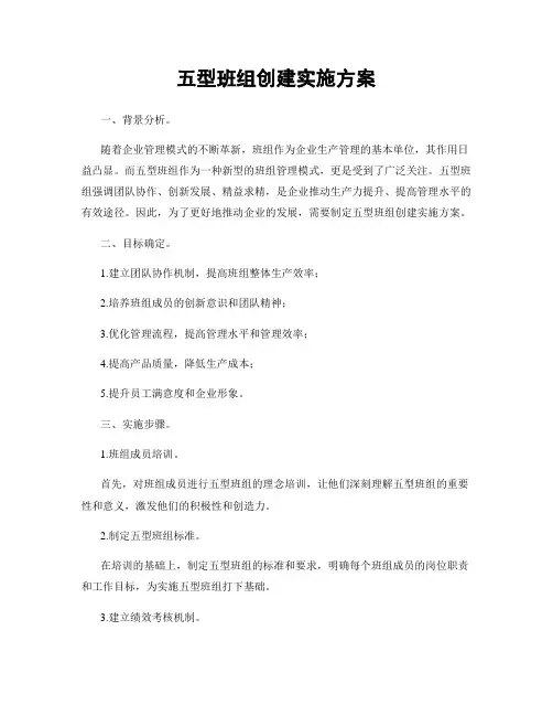 五型班组创建实施方案