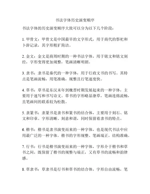 书法字体历史演变顺序