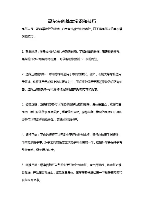 高尔夫的基本常识和技巧