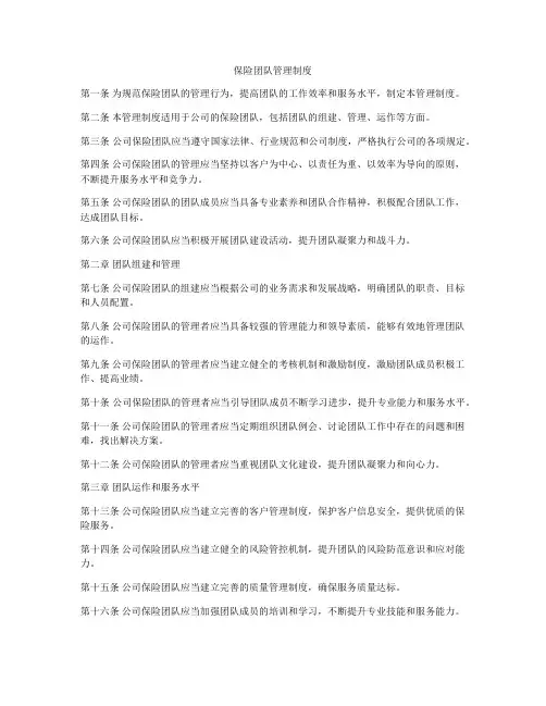 保险团队管理制度