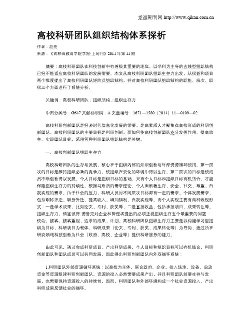 高校科研团队组织结构体系探析