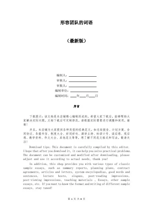形容团队的词语