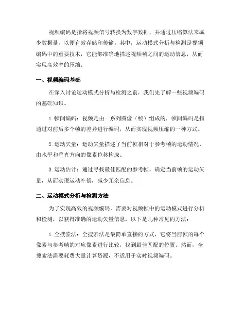 如何进行视频编码的运动模式分析与检测(六)